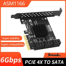 Adaptateur de carte d'extension SATA 3.0 à 6 ports, module SATA PCIe contrôleur pour disque dur ASMedia, ASM1166, PCI Express