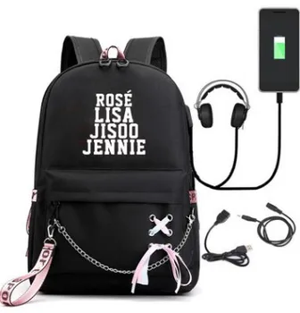 

BlackPink Waterproof Backpack Women School Bags for Girls USB Charge Travel Laptop Bagpack Casual Mochilas