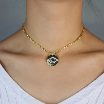 

lucky evil eye pendant necklace open box chain 2020 new women charm choker collar