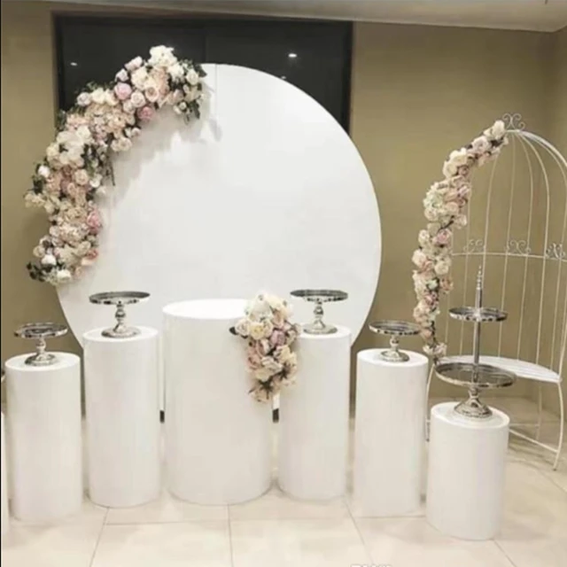 6pcsP)Baby shower Decor White stand Wedding Pedestal Iron Columns vase plinth backdrop stand for