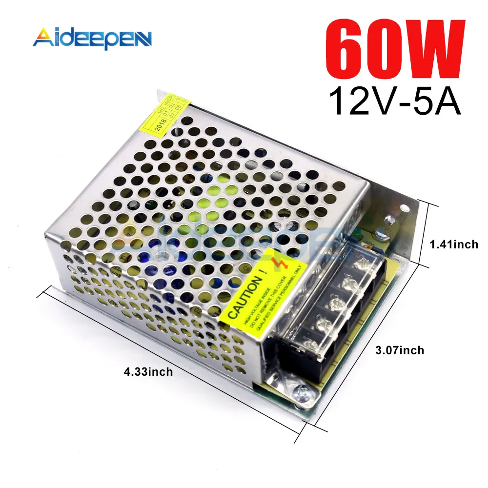 

12V 5A 60W Switching Power Adapter 12V 5A 60 Watts Voltage Converter Regulated Switch Power Supply for LED