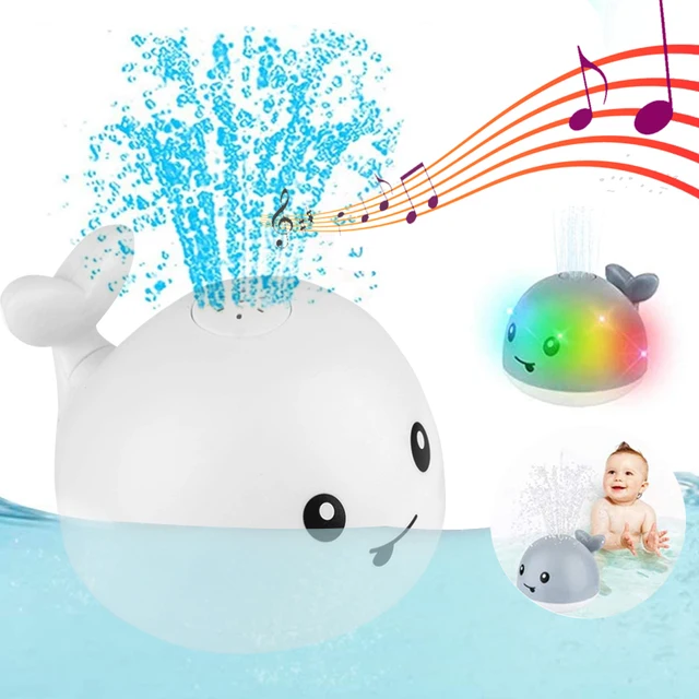 Baby Bath Toys Spray Water Whale LED Light Up Bath Toys for Kids Electric Whale Induction Water Spay Ball Bathroom Bathtub Toys 1