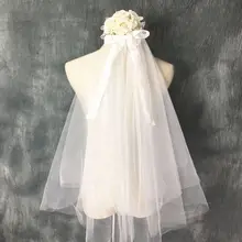 2 слоя, искусственный цветок, жемчуг, цепочка, свадебная вуаль, кружевной бант, белый тюль, сетка