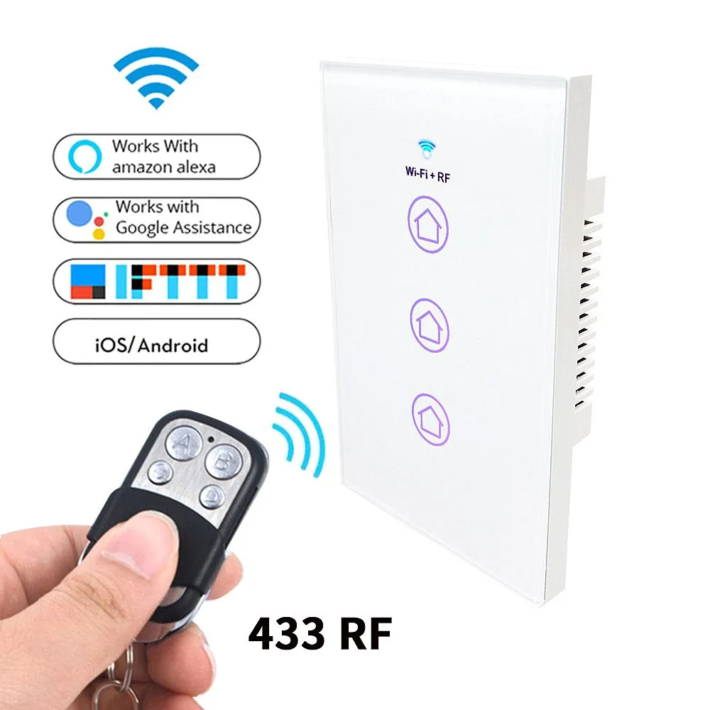 

Wifi Light Switch Compatible Alexa Google Home Voice Control Smart Switch Smart Life Mobile APP LED Light Switch US Standard