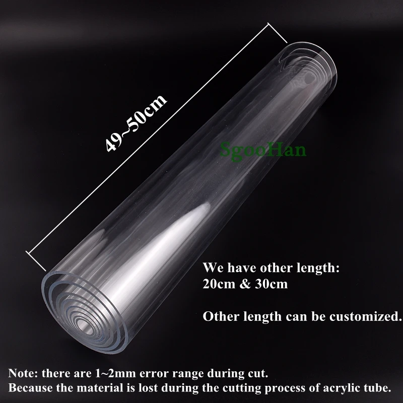 1pc Length 50cm O.D 16~110mm Clear Plexiglass Acrylic Aquarium Fish Tank Tube Home DIY Filter Accessories Water Tank PMMA Pipe