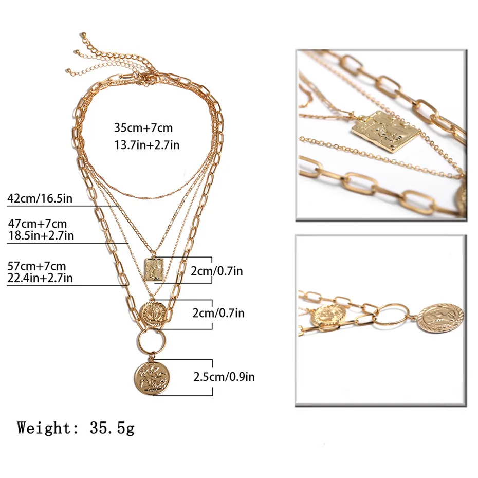 IngeSight. Z 3 шт./лот многослойное ожерелье-чокер для Девы Марии винтажное Золотое резное ожерелье с кулонами в виде монет женские ювелирные изделия