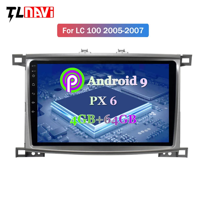 Best PX6 4G+64G 9" Android 9.0 car multimidia dvd player for Toyota Land cruiser 100 LC 100 LC100 CAR radio gps navigation 1