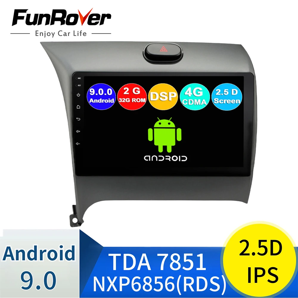 Ceny FUNROVER 2.5D + IPS android 9.0 radio samochodowe odtwarzacz gps dvd dla Kia K3 Cerato Forte 2012 2016 samochodowa nawigacja multimedialna 2G RAM 32 ROM