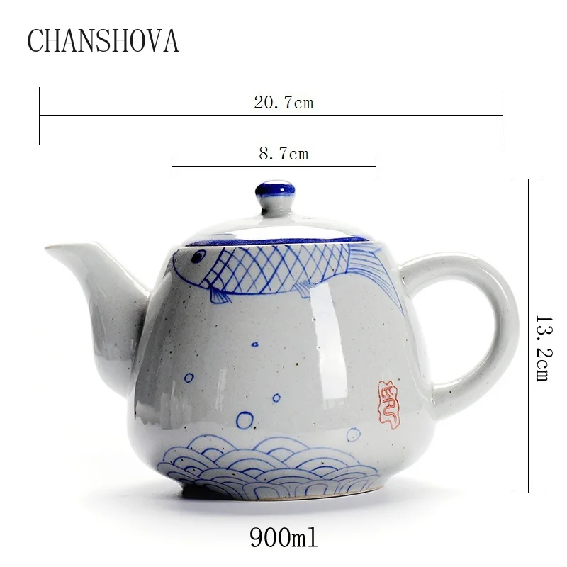 CHANSHOVA 900 мл Традиционный китайский ретро большой емкости ручная роспись фарфоровый чайник Китайский кунг-фу керамический чайник H200