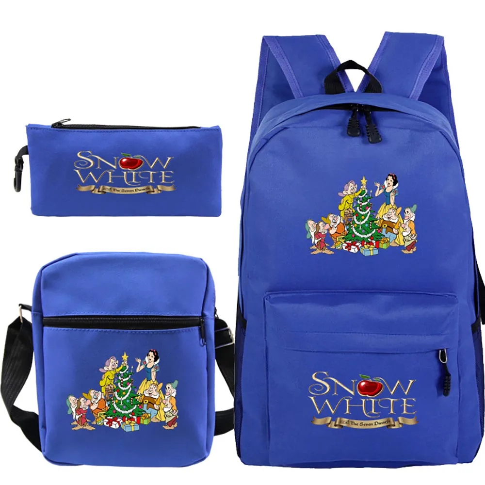 2021 New Disney Snow White Cartoon Pattern Student Backpack Three-Piece Elementary Schoolbag Small Shoulder Bag Pencil Case
