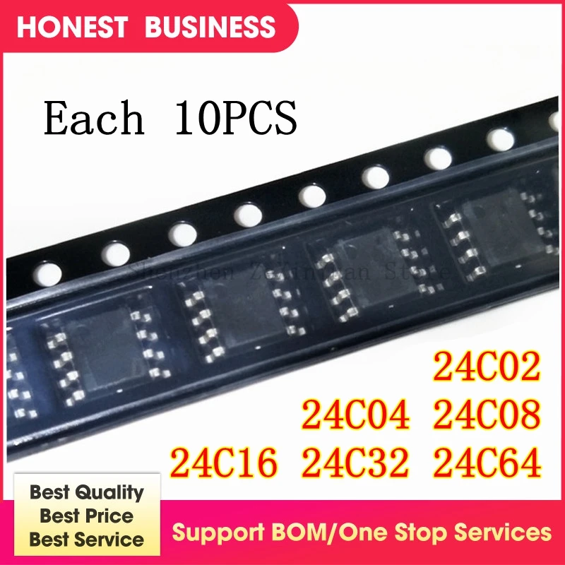 60 шт./лот новинка 24C02 24C04 24C08 24C16 24C32 24C64 SOP-8 EEPROM KIT 6 значений за 10 шт. | Электроника