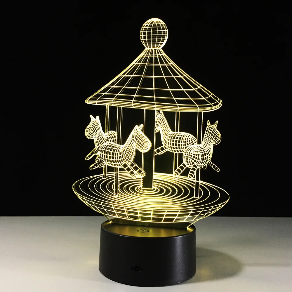 

3D Merry-go-round Lamp 7 ColorLed Night Lamps for Kids Touch Led USB Table Lampara Lampe Baby Sleeping Nightlight Lamparas 3d