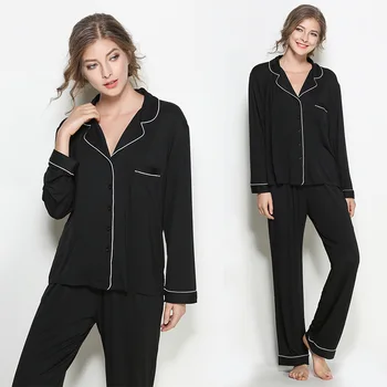 

Smmoloa Autumn Winter Women Modal Pajama Long Sleeves Cotton Pyjamas