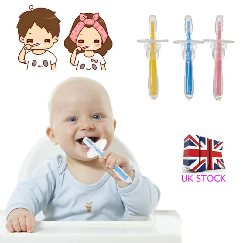 Детская Силиконовая зубная щетка~ Cute Fun Kids Manual для мальчиков и девочек ясельного возраста UK