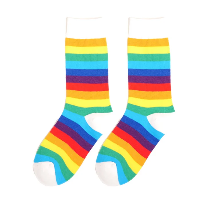 Winter Rainbow Stripe middle tube female socks day long socks trend Street Korean candy color socks Winter Rainbow Stripe middle tube female socks day long socks trend Street Korean candy color socks