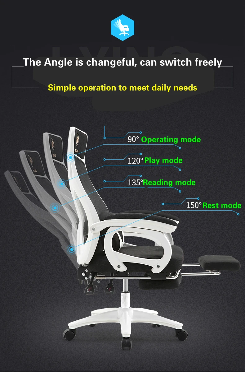 Домашнее компьютерное кресло многофункциональное подъемное вращающееся массажное кресло лежащее здоровое офисное кресло с подставкой для ног Сетчатое сиденье
