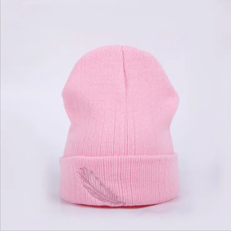 Модные зимние шляпы для женщин Billie Eilish Beanie Hat, однотонная шапочка, зимняя мужская Кепка в стиле хип-хоп, танцевальная уличная Черная шапка - Цвет: Feather Pink