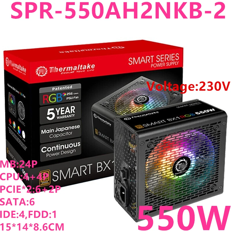 New PSU For Thermaltake(Tt) Smart BX1 RGB 550W ATX 12V 80plus Bronze Silent Power Supply 550W Power Supply SPR-550AH2NKB-2