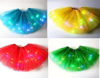 

New luminous LED with electronic gauze skirt, festive party supplies, dance pettiskirt, 3 layers, 50 pieces