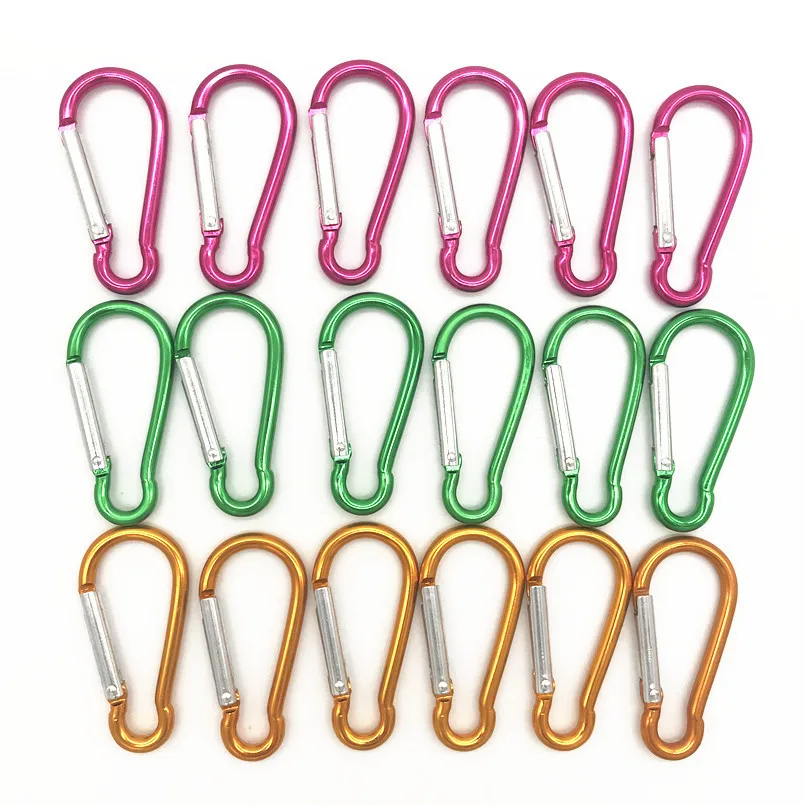 

6PCS Climbing Button Carabiner Camping Hiking Hook Outdoor Sports Multi Colors Aluminium Safety Buckle Keychain Travel Accessory