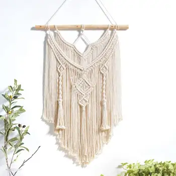 

Macrame Wall Hanging Tapestry Wall Decor Boho Chic Bohemian Woven Home Decoration 88*50cm
