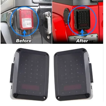 

Pair led taillights For Jeep Wrangler Smoke Tail lights lamp Reverser Brake Turn signal running lights For Jeep Wrangler JK JKU