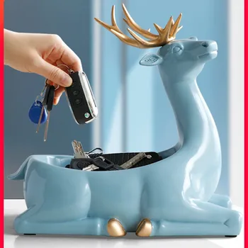 

Lucky Deer Storage Box For Living Room Ornaments Jewelry Storage Tea Table Key Display Holder Lucky Elephant Figurine WM20