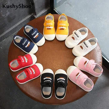 

Kushyshoo canvas shoes 2020 new fashion multicolor cotton children's flats lightweight comfortable rubber bottom hook&loop shoes