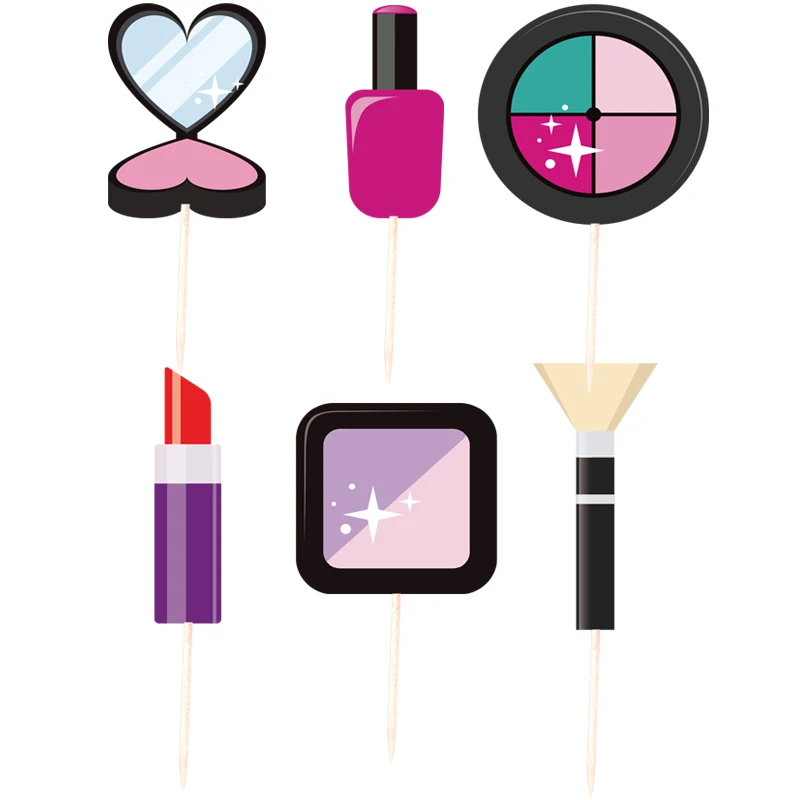 

Тематические топперы для торта с палочками для макияжа, товары для детского праздника, для дня рождения, Детские сувениры для девочек, косме...