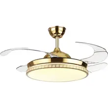 Современный хрустальный потолочный вентилятор лампа для гостиной ресторана 4 складной прозрачный ABS листья невидимые и люстры 42 дюйма