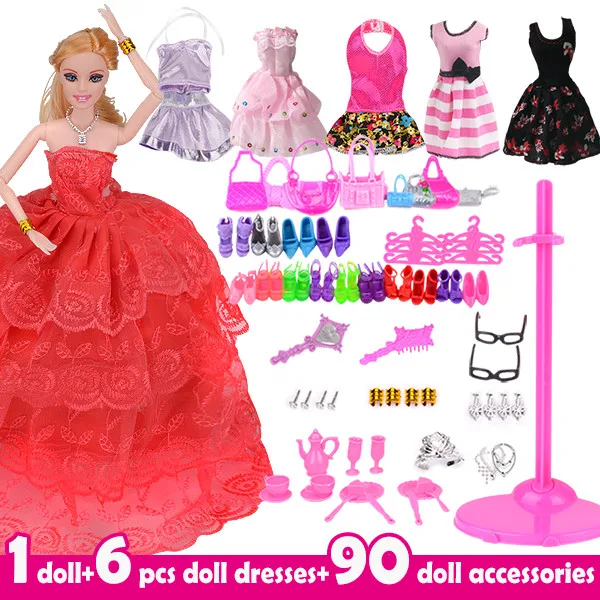 Партия 97 предметов куклы и аксессуары модные платья для девочек куклы конечная Мода Принцесса Набор Кукол - Цвет: 03U-KT18002-3