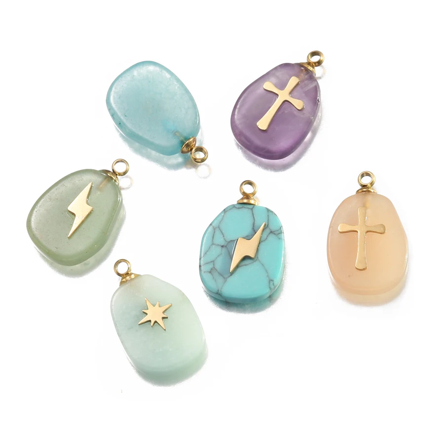 

2Pcs Natural Stone Charms Pendants Irregular Stainless Steel Earring Charm for DIY Necklaces Bracelets Jewelry Making Supplies