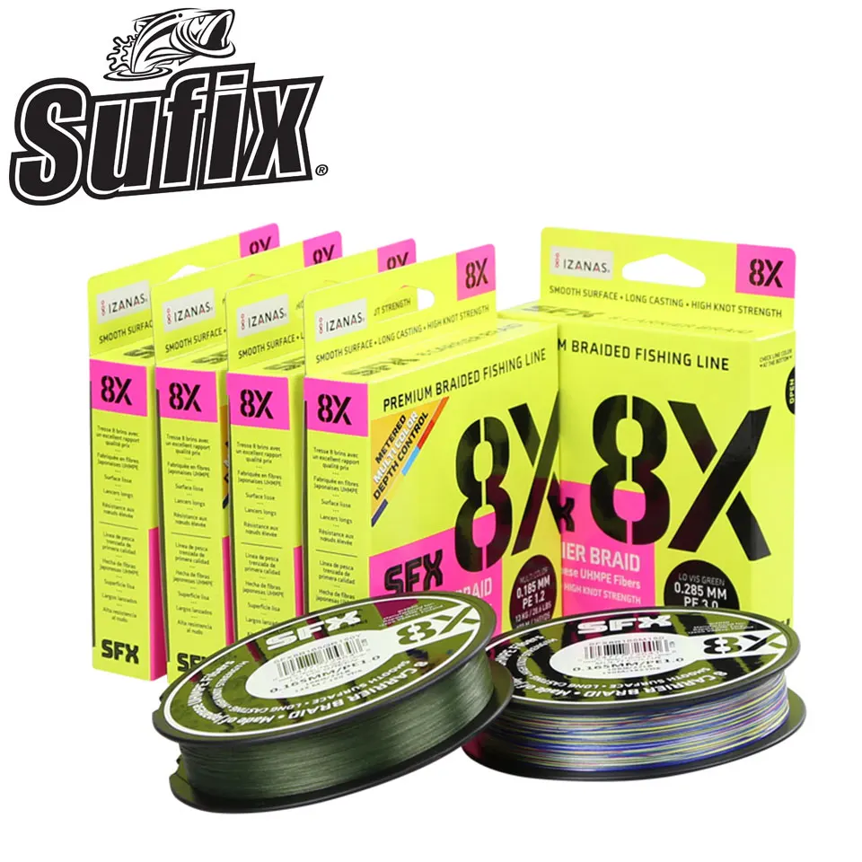 Lenza Originale Sufix X8 8 Fili 135M/150M Linea Pe 8 Intrecciata 11-101Lb Potenza 8 Fiber Massima Resistenza All'Abrasione