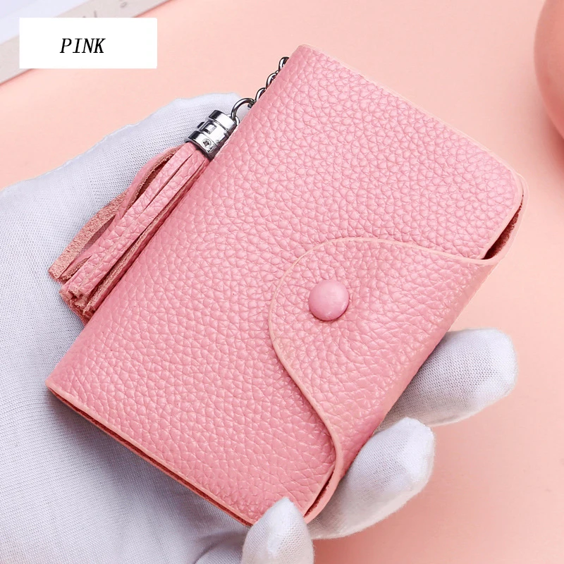 pink 2 Держатель для кредитных карт, Женский кошелек из натуральной кожи, Женский кошелек для карт, держатель для карт, Женский держатель для банковских карт, держатель для паспорта - Цвет: pink 2