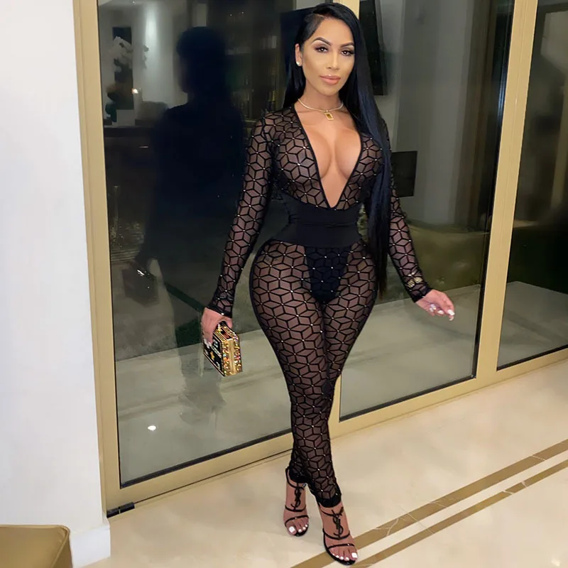 

2H Wholesale women clothing see-through slim jumpsuit can private custom label if and only if meet our minimum requirement