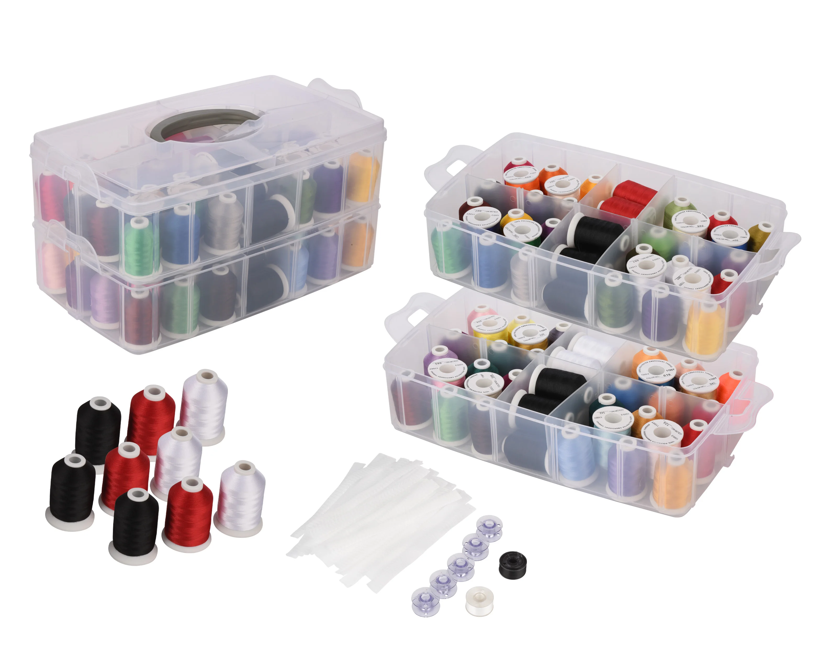 Simthread Machine Embroidery Thread with Storage Box Polyester 20 Options 15 Spools Set for Embroidery Sewing Machine 15blue Paper Box 