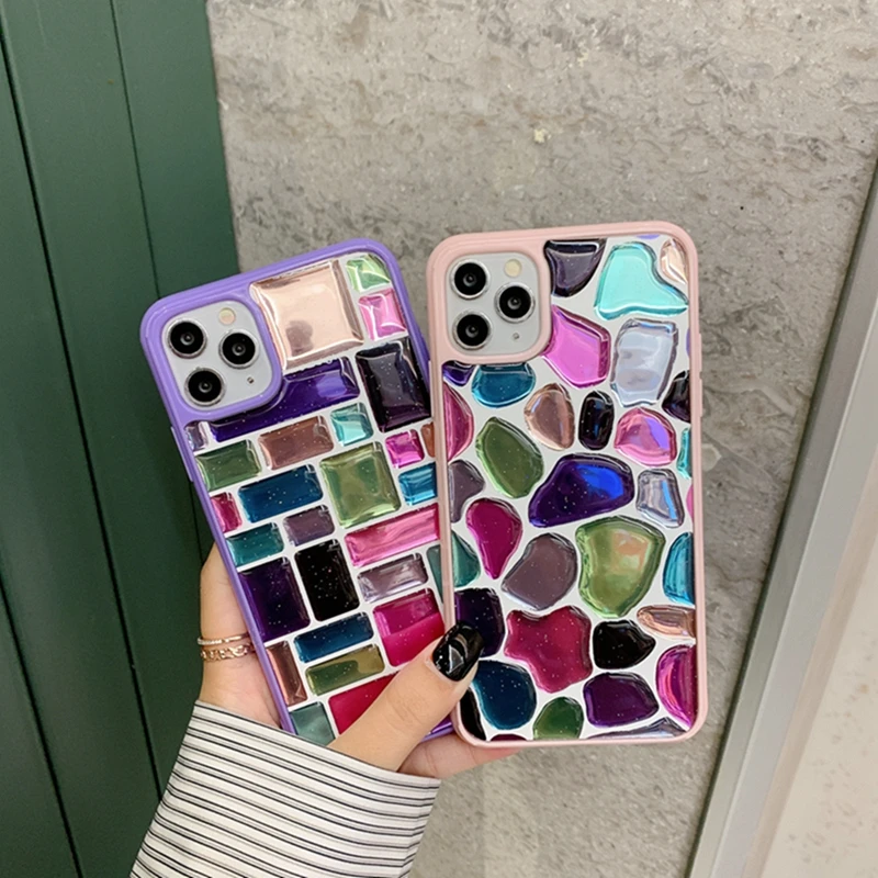 

Luxury Glitter Diamond Phone Case For iPhone 11 12 Promax X Xsmax XR 7 8 Plus 12mini se2020 3D Candy Colors Back Cover
