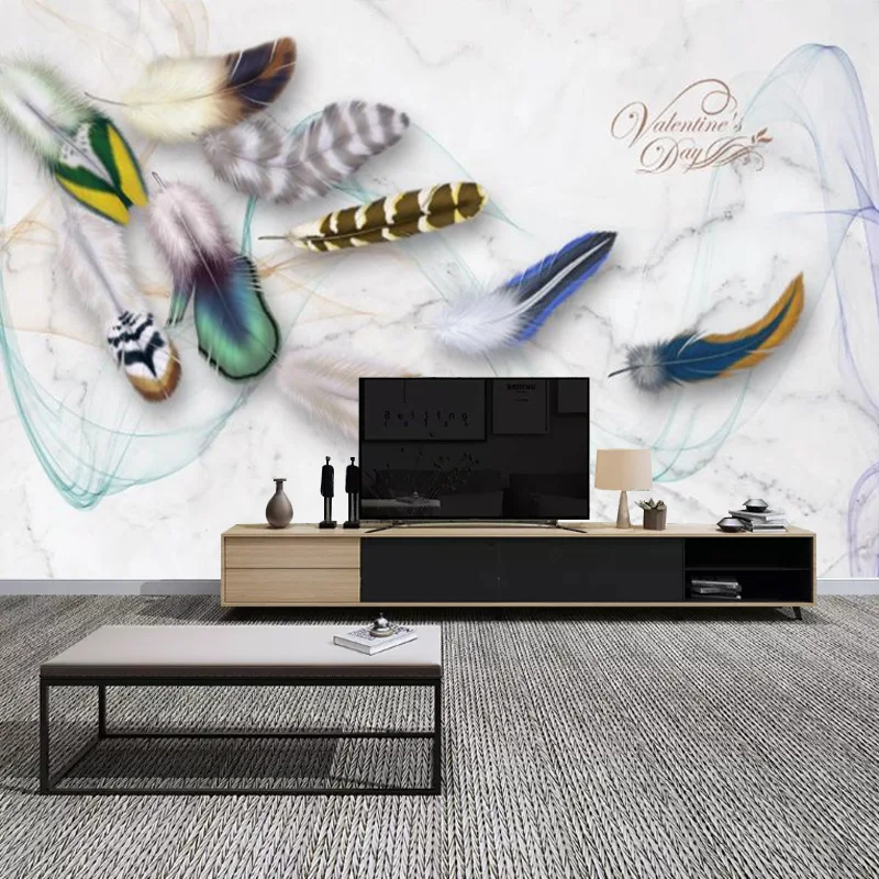 

Fashion Color Feather Retro TV Backdrop Beautiful Elegant Living Room Bedside Bedroom Sofa Decoration Mural