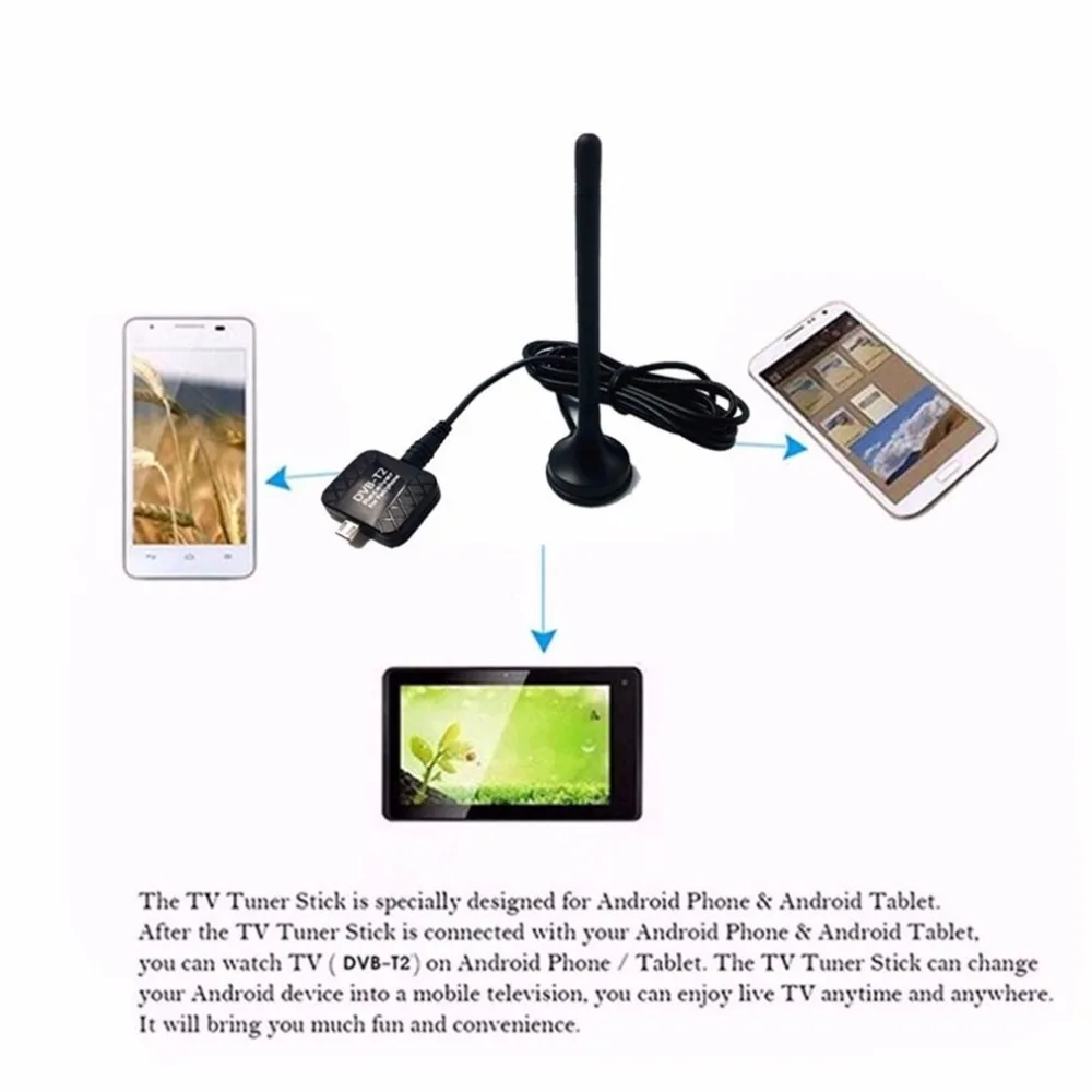 HD Digital TV Receiver USB DVB-T2 TV Stick for Android Phone Pad DTV Satellite Receiver Micro USB Watch TV DVB-T2 Signal HD809