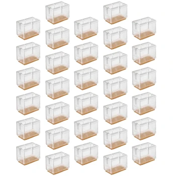 

32 PCS Silicone Chair Caps,Chair Floor Felt Furniture Pads,Cups Fit Rectangular with L:1.5x1.7 Inch,W:0.6x0.8 Inch