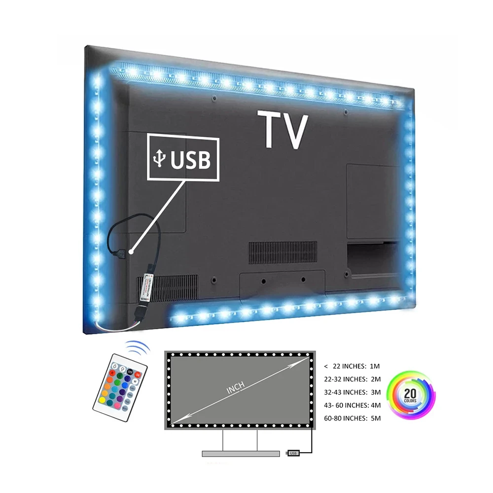 USB RGB Светодиодная лента 5050 контроллер клейкой ленты габин окружасветильник свет