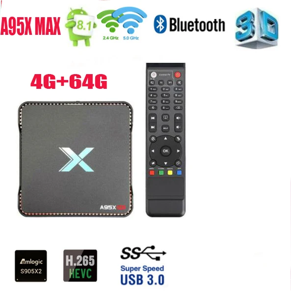 4G 64G 5 шт Android tv Box A95X MAX 4G 64GB Android 8,1 tv Box Amlogic S905X2 2,4G& 5G Dual Wifi BT 4,2 1000M медиаплеер Топ Smart tv - Цвет: 4G 64G