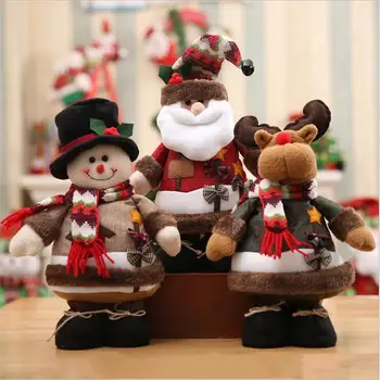 

Christmas Decorations Dolls Elk Snowman Santa Claus Standing Doll Xmas Tree Ornament 2020 New Year For Home Navidad Kids Gift