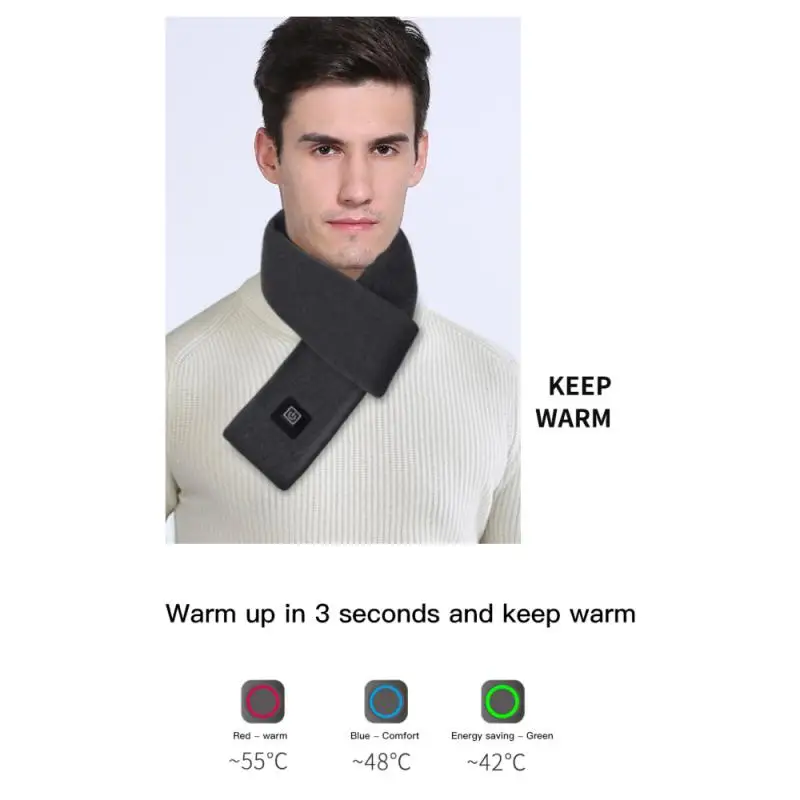 men wearing scarves New USB Heated Scarf Winter Unisex Men And Women Shawl Solid Color Neck Protector Wrap Warm Shawl Scarf mens head wrap bandana