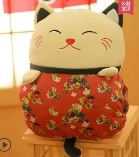 Candice guo симпатичное плюшевое игрушечное животное цветочный цветок котенок Lucky Cat Мягкая Подушка на день рождения Рождественский подарок 1 шт - Цвет: red style 1