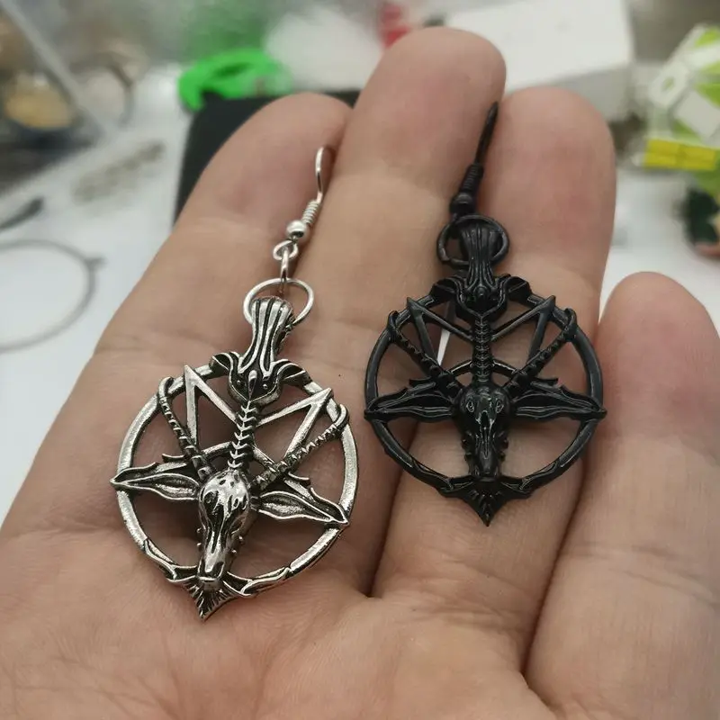 Drop Earrings Dangle Earrings Long Earrings Women Pentagram Pan God Skull Goat Head Pendant Earrings