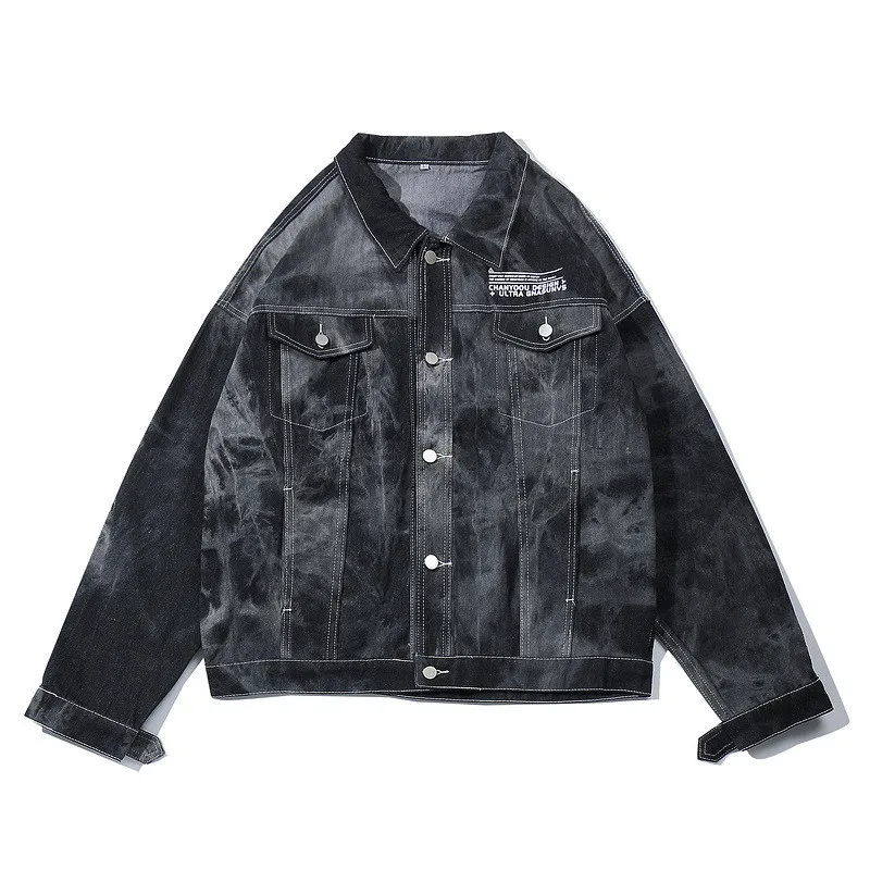 MORUANCLE Для мужчин марка NEW Fashion Hi Street в стиле «хип-хоп» детские джинсовые куртки в уличном стиле с галстуком-бабочкой, окрашенный джинсовая куртка Верхняя одежда для мужчин мыть Костюмы