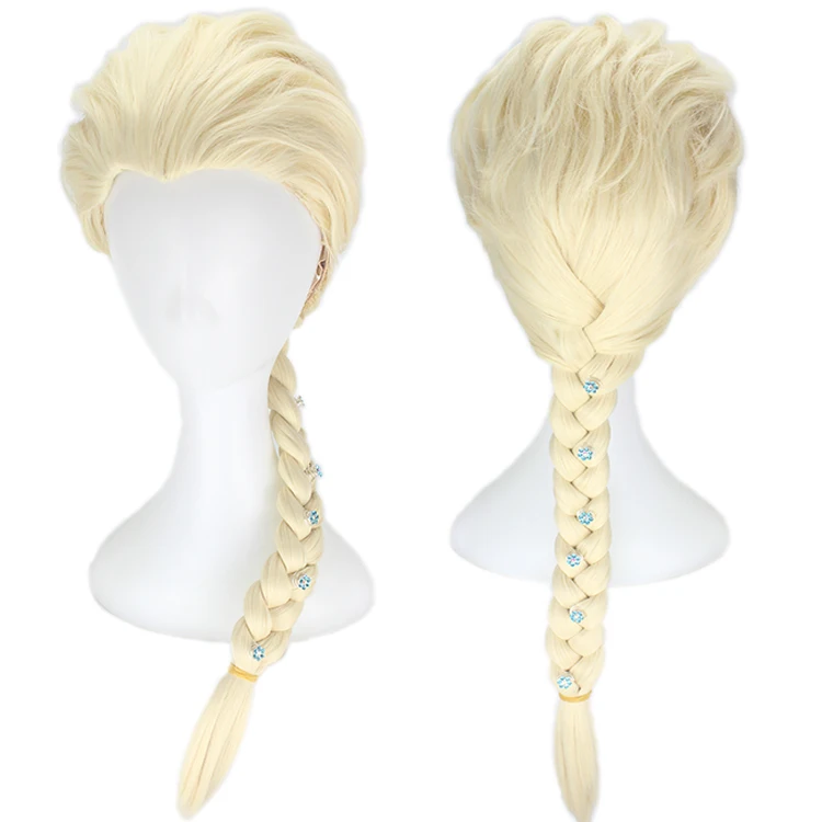 wig Маскарадные костюмы Movice Ice Snow Elsa, фиолетовое платье и парик, маскарадный наряд для Хэллоуина, костюмы для женщин, размер для взрослых - Цвет: wig