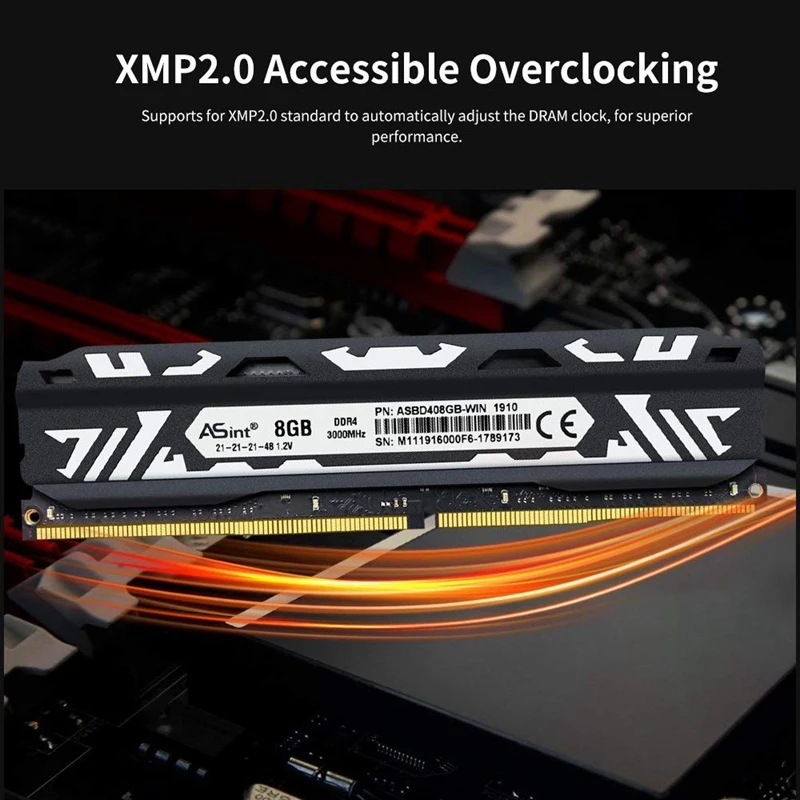 ASint DDR4 3000 МГц 8 Гб высокопроизводительная ПК ОЗУ 8-слойная печатная плата XMP2.0 с высокой теплопроводностью теплоотвод настольная память