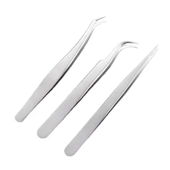 

3pcs Eyebrow Tweezers Stainless Eye Brow Clips Curved Straight Pointed Tips Eyebrow Eyelash Applicator Eye Makeup Tools